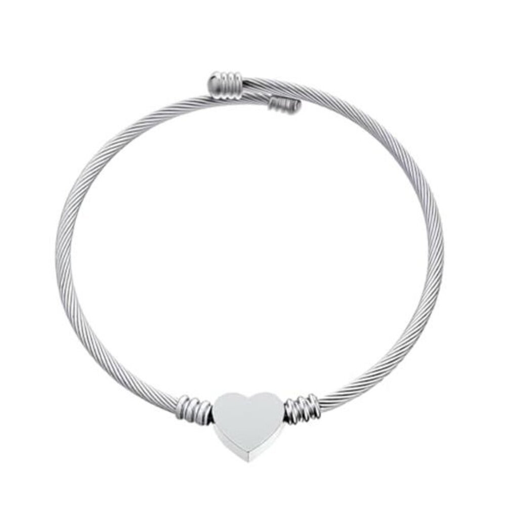 Heart Charm Bracelet Stainless Steel Love for Women Romantic Gift